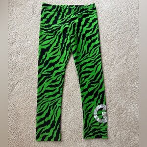 Gucci Green and Black Zebra Print Kids Leggings